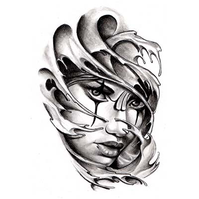 Chicano Gangsta Girl Tattoo Drawing designs Fake Temporary Water Transfer Tattoo Stickers NO.10347